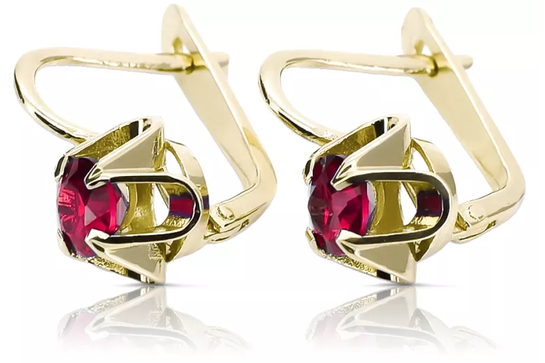 Ohrringe Vintage Schmuck Rubinrot 14 Karat Gelbgold vec018y